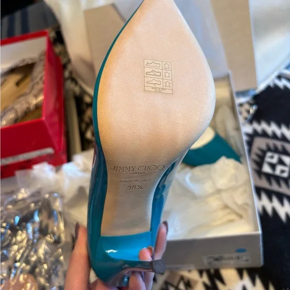 Jimmy Choo Turquoise Patent Heels - Picture 3 of 6